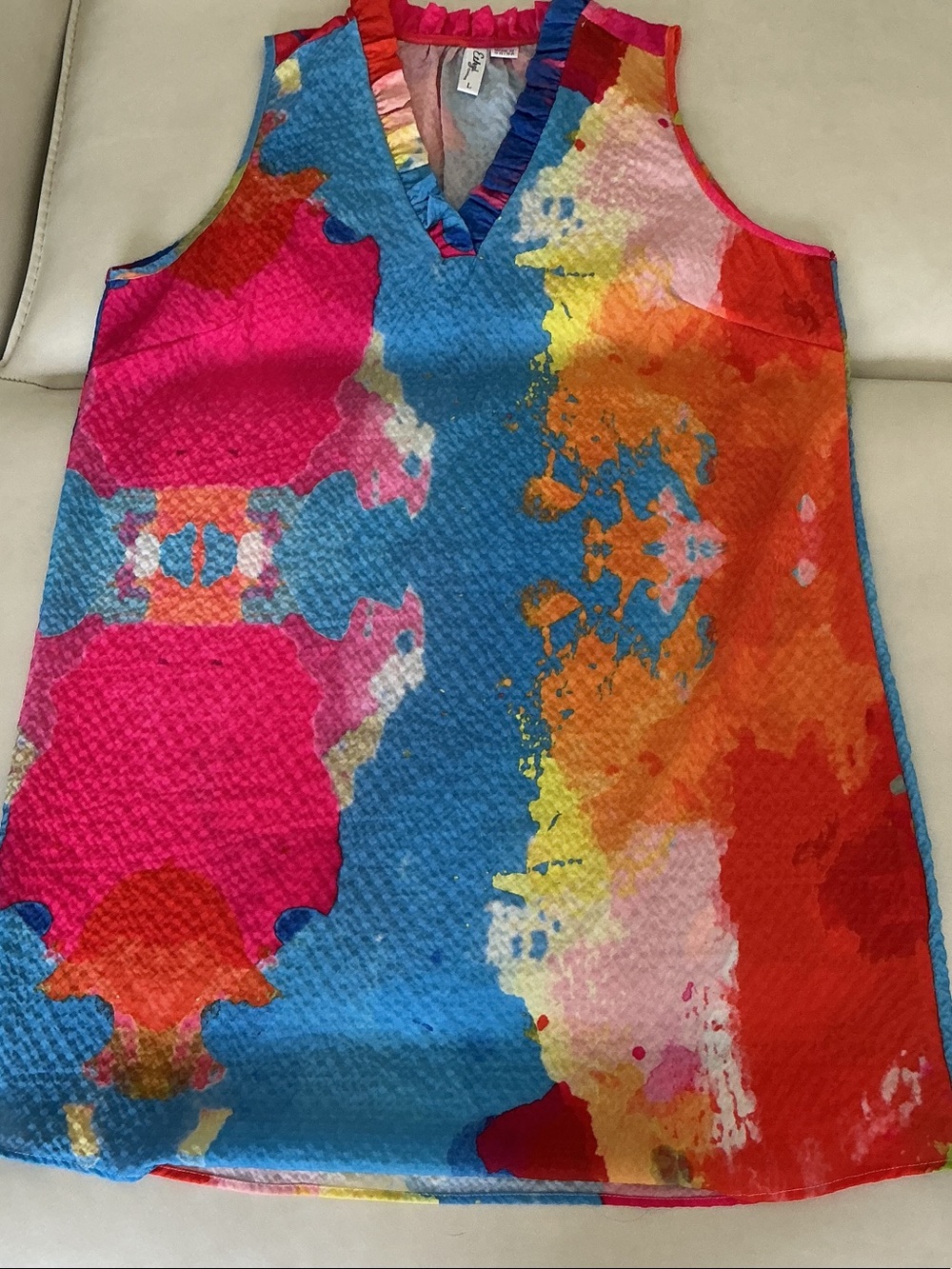 Ethyl - Colorful Abstract Print Sleeveless Dress